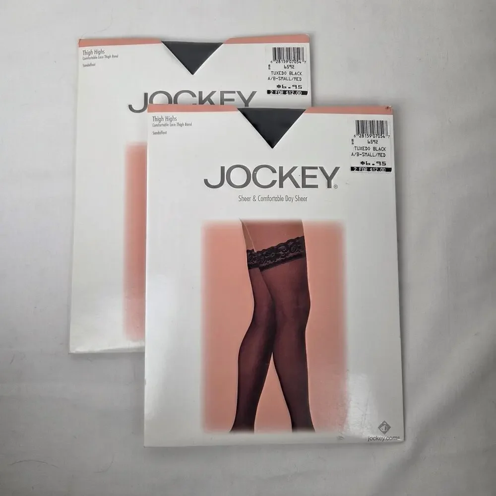 Vintage Thigh Highs Jockey Sheer Stockings Sandalfoot Pinup Nylons Small Medium
